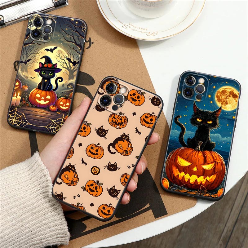 Phone Cases Like Loopy - Casing Ponsel Halloween Labu Kucing Hitam