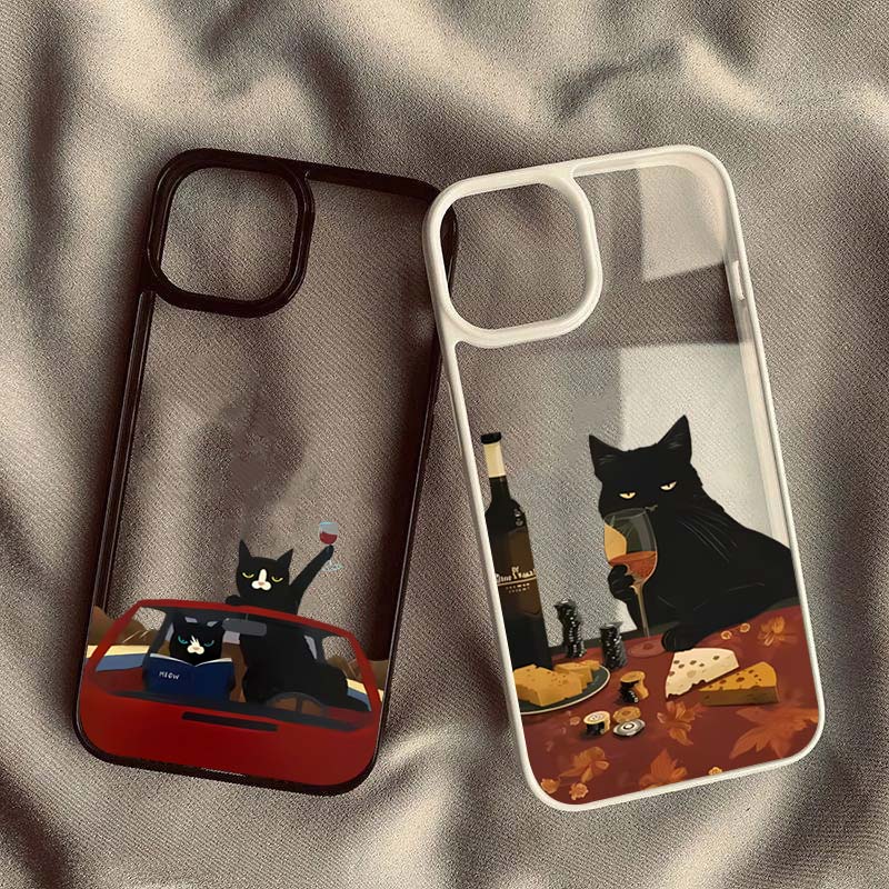 Phone Cases Quirky - Casing HP Transparan Motif Kucing Lucu