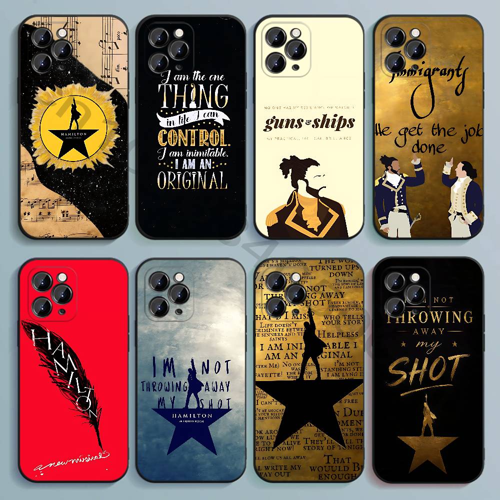Phone Cases Hamilton - Casing HP TPU Lembut Hitam Bertuliskan