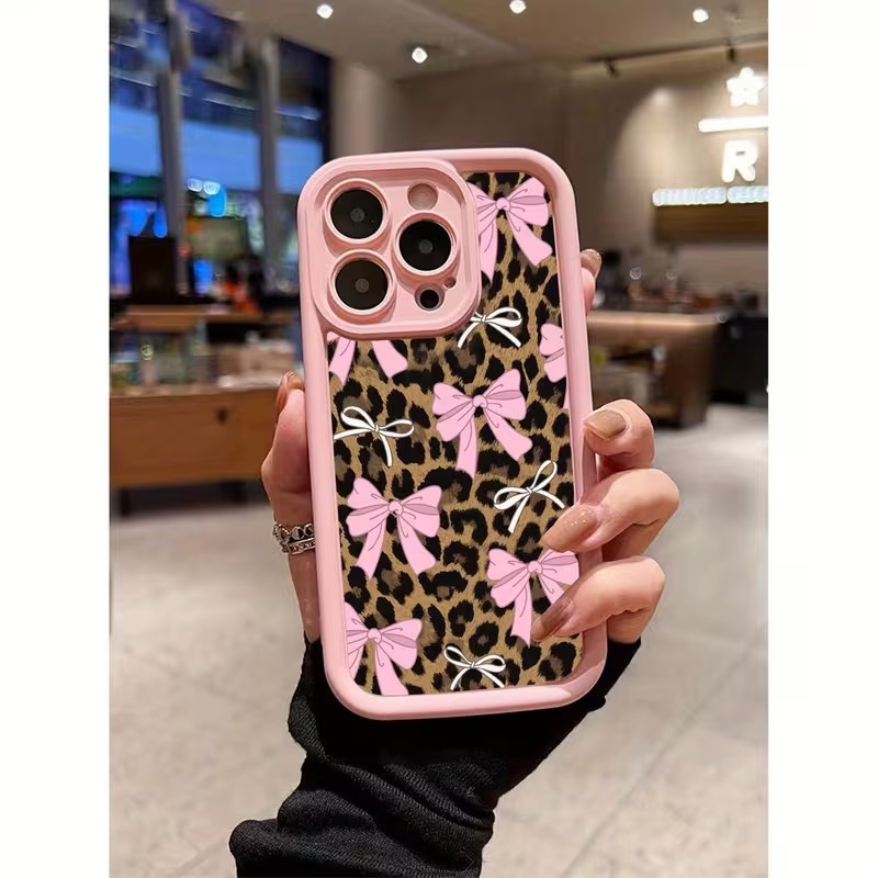 Phone Cases For Iphone 13 - Casing Ponsel Motif Leopard dengan Pita