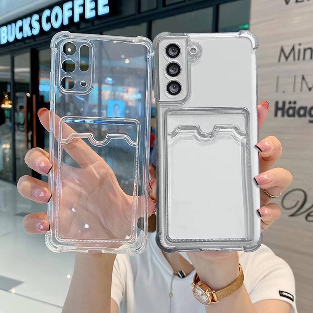 Phone Cases That Hold Cards - Casing Ponsel Transparan Silikon Bening dengan